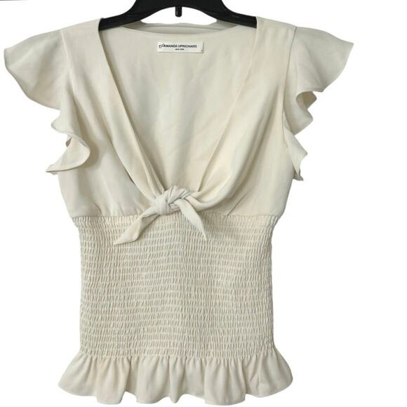 AMANDA UPRICHARD Ember Smocked Flutter Sleeve Sweetheart Neckline Top
Size Small - Picture 5 of 11